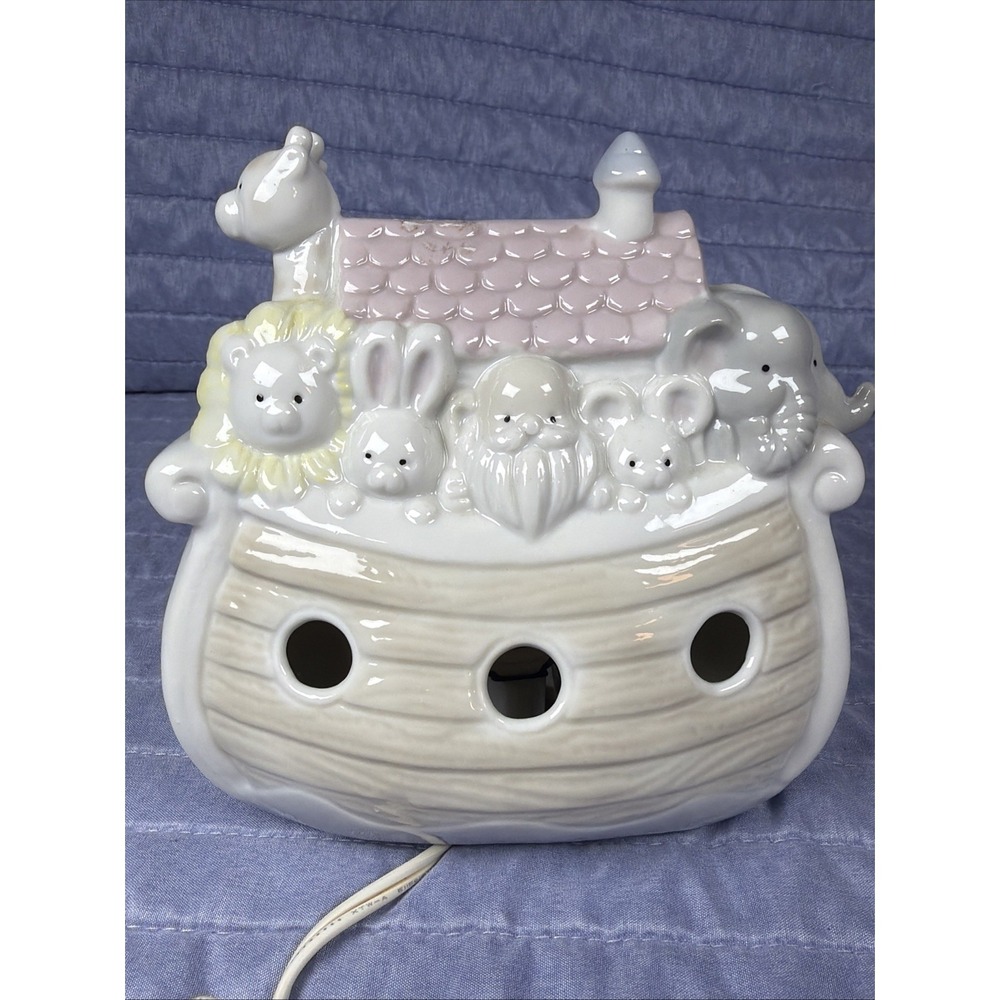 Vintage Enesco Precious Moments NOAH'S ARK Porcelain Night Light Lamp 1988-92